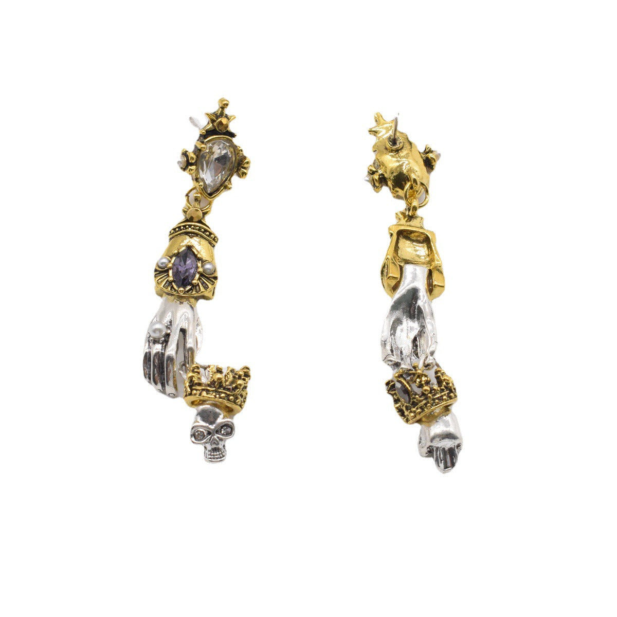 Wholesale Diablo Baroque Crown Skull Metal Earrings